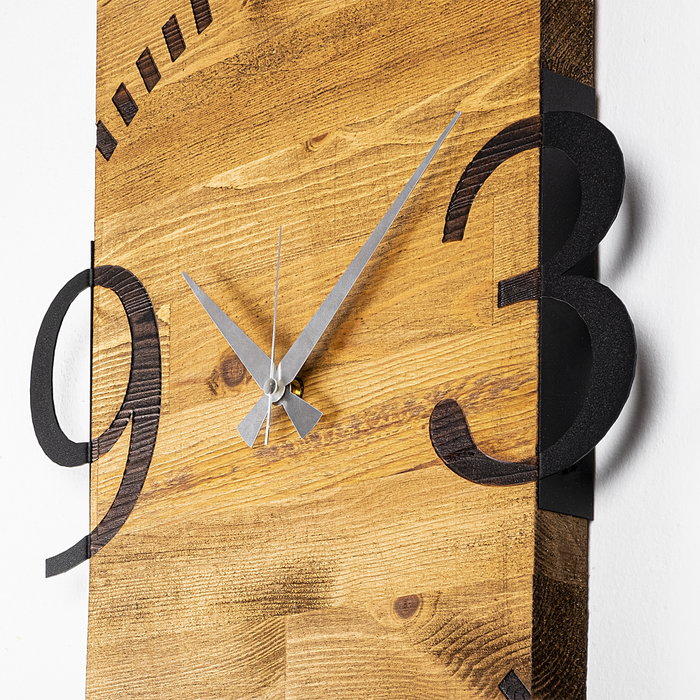 Wallity Reloj de pared decorativo de madera Nogal y negro
